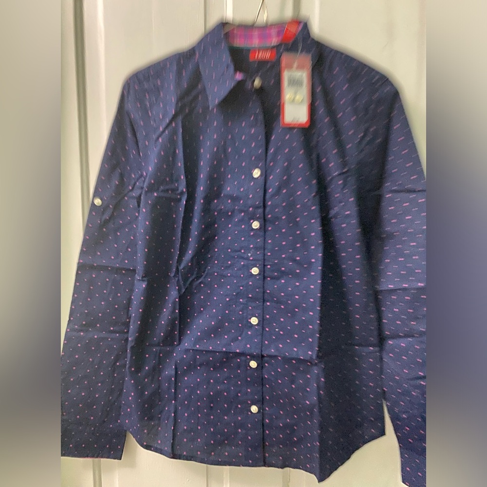 IZOD Pink Polka Dot Button Down - Size SP